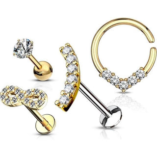 Barre Ensemble Labret Barbell Anneau Pliable Pliable, 4 morceaux