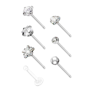 Nez Clou à Nez Pack Zircone, 7 morceaux