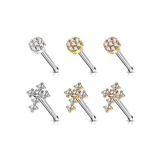 Nez Clou à Nez Fleur Croix Zircone, 6 morceaux