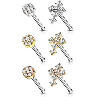 Nez Clou à Nez Fleur Croix Zircone, 6 morceaux
