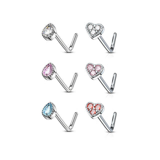 Nez En Forme de L Pack Zircone Argent, 6 morceaux