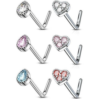 Nez En Forme de L Pack Zircone Argent, 6 morceaux