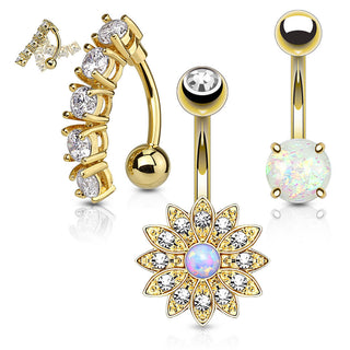 Piercing Nombril Paque Zircone Opale , 3 morceaux