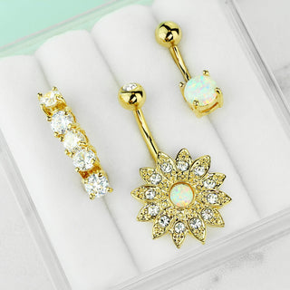 Piercing Nombril Paque Zircone Opale , 3 morceaux