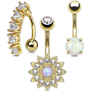 Piercing Nombril Paque Zircone Opale , 3 morceaux