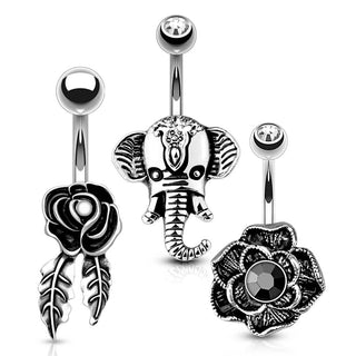 Piercing Nombril Pack Zircone Argent, 3 morceaux