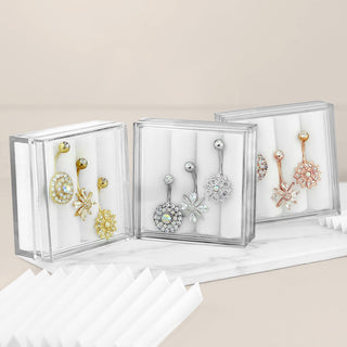 Piercing Nombril Fleurs Zircone Opale Or, 3 morceaux