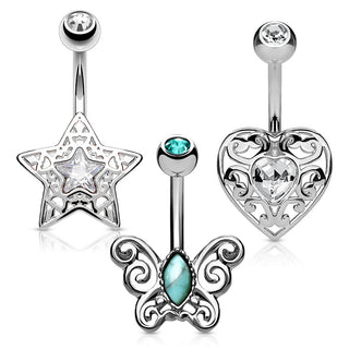 Piercing Nombril Pack Zircone, 3 morceaux