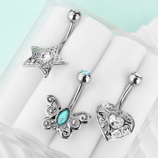 Piercing Nombril Pack Zircone, 3 morceaux