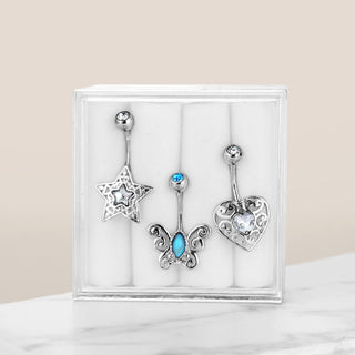 Piercing Nombril Pack Zircone, 3 morceaux