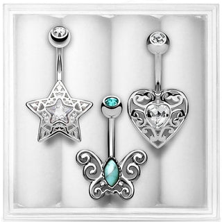 Piercing Nombril Pack Zircone, 3 morceaux