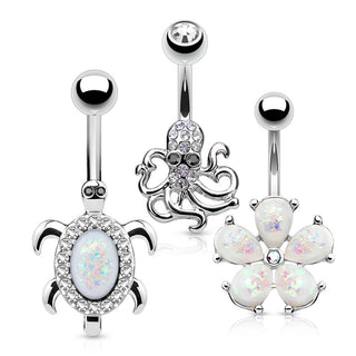 Piercing Nombril Pack Opale Argent, 3 morceaux
