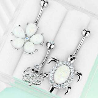 Piercing Nombril Pack Opale Argent, 3 morceaux