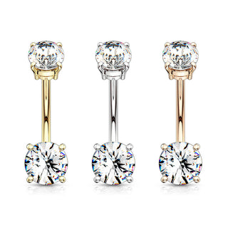Piercing Nombril Zircone Filetage Interne, 3 morceaux