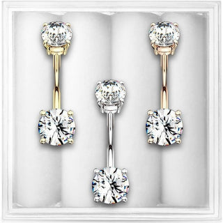 Piercing Nombril Zircone Filetage Interne, 3 morceaux