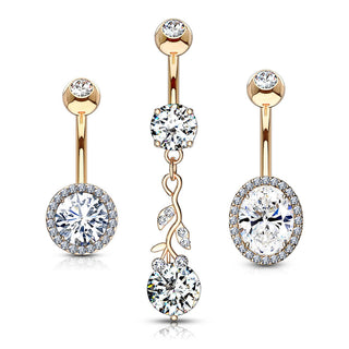 Piercing Nombril Zircone Ronde, 3 morceaux