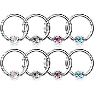 Anneau Pack Zircone Bille Captive, 4 paires