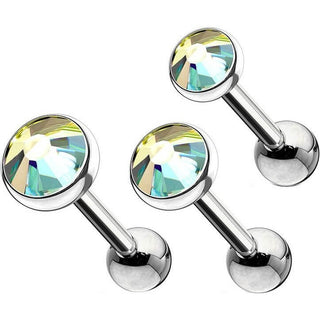 Barre Zircone Ronde Argent, 3 morceaux
