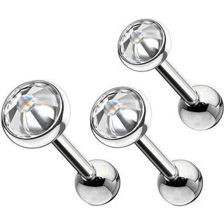 Barre Zircone Ronde Argent, 3 morceaux