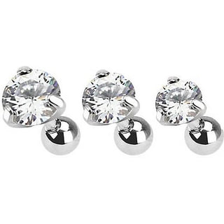 Barre Zircone Ronde Argent, 3 morceaux