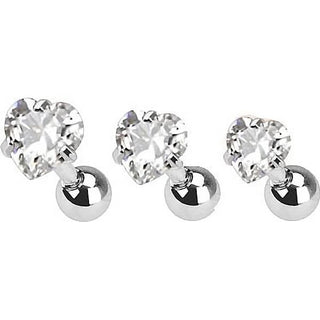 Barre Cœur Zircone Argent, 3 morceaux