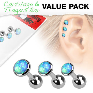 Barre Opale Ronde Argent, 3 morceaux