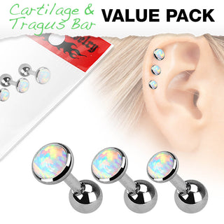 Barre Opale Ronde Argent, 3 morceaux