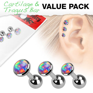 Barre Opale Ronde Argent, 3 morceaux