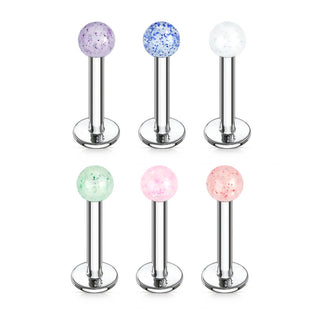 Labret Bille Acrylique Pailletée, 6 morceaux