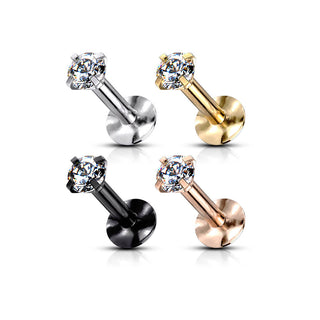 Labret Zircone Ronde Filetage Interne, 4 morceaux