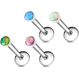 Labret Opale Ronde Plate Filetage Interne, 4 morceaux