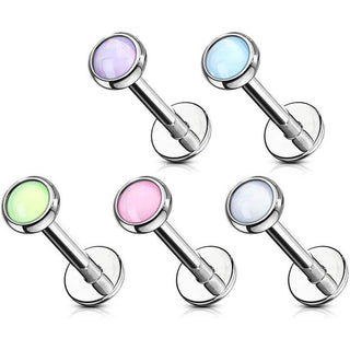 Labret Pierre Synthétique Lumineuse Filetage Interne, 5 morceaux