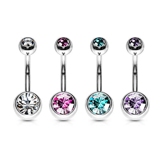 Piercing Nombril Bille Zircone Argent, 4 morceaux