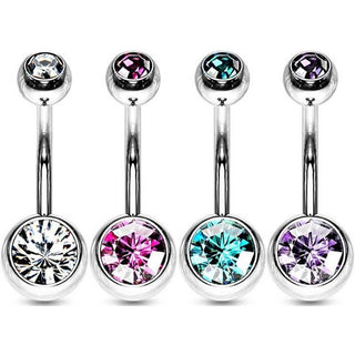 Piercing Nombril Bille Zircone Argent, 4 morceaux