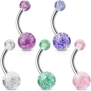 Piercing Nombril Bille Acrylique Ultra Pailletée, 5 morceaux