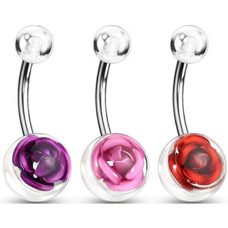 Piercing Nombril Rose, 3 morceaux