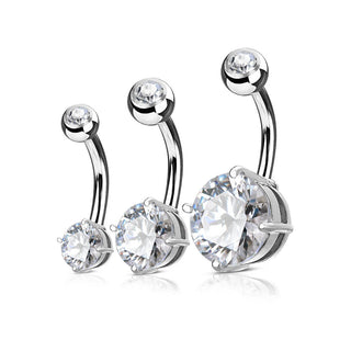 Piercing Nombril Zircone Ronde Or, 3 morceaux