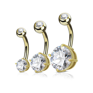 Piercing Nombril Zircone Ronde Or, 3 morceaux