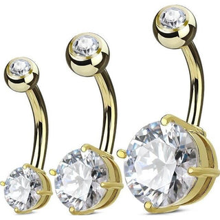 Piercing Nombril Zircone Ronde Or, 3 morceaux