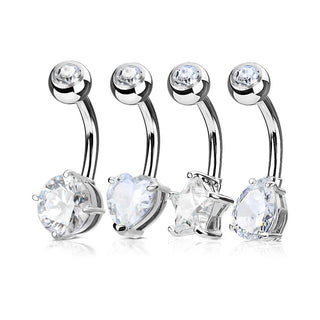 Piercing Nombril Pack Zircone, 4 morceaux