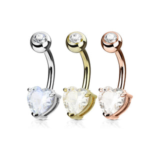 Piercing Nombril Cœur Zircone, 3 morceaux