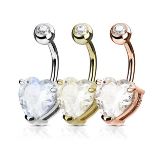 Piercing Nombril Cœur Zircone, 3 morceaux