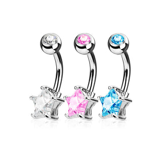 Piercing Nombril Étoile Zircone, 3 morceaux