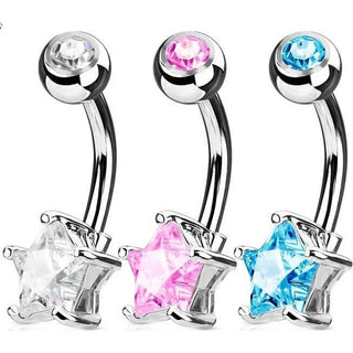 Piercing Nombril Étoile Zircone, 3 morceaux