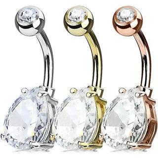 Piercing Nombril Goutte Zircone, 3 morceaux