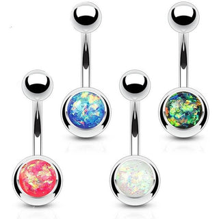 Piercing Nombril Bille Opale Argent, 4 morceaux