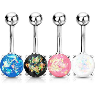 Piercing Nombril Opale Argent, 4 morceaux