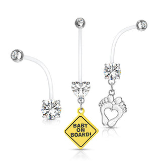 Piercing Nombril Pack Zircone, 3 morceaux