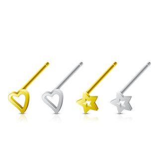 Argent 925 Nez Clou à Nez Pack Cœur Étoile Argent Pliable, 4 morceaux