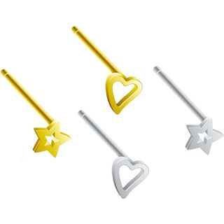 Argent 925 Nez Clou à Nez Pack Cœur Étoile Argent Pliable, 4 morceaux